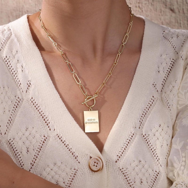 Moodear Cross Necklace for Women Trendy Chunky 14K Gold Plated/Silver Plated Cross Pendant Necklace Toggle Clasp Paperclip Chain Dainty Charm Necklace Fashion Religious Simple Jewelry Christian Gifts for Women - Image 3